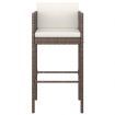 Bar Stools 2 pcs with Cushions Brown Poly Rattan