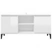 TV Cabinet with Metal Legs High Gloss White 103.5x35x50 cm