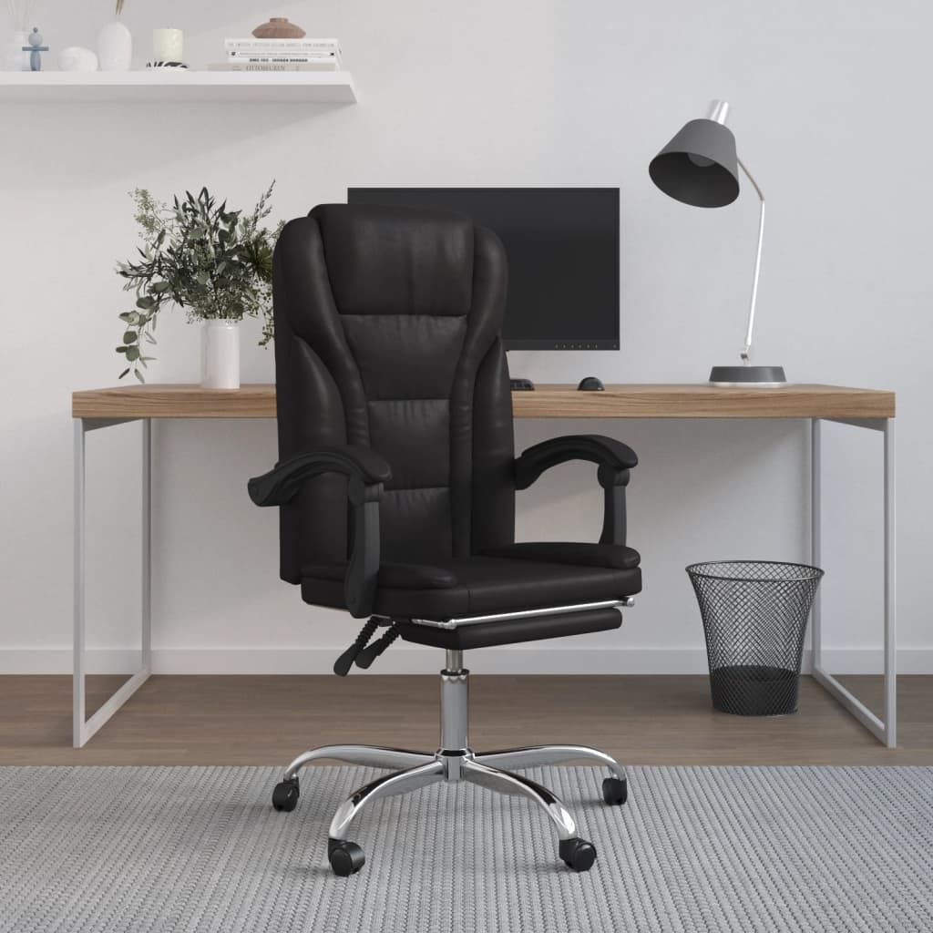 Reclining Office Chair Black Faux Leather