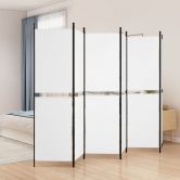 6-Panel Room Divider White 300x180 cm Fabric