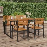 Garden Table with U-shaped Legs 140x80x75 cm Solid Wood Acacia