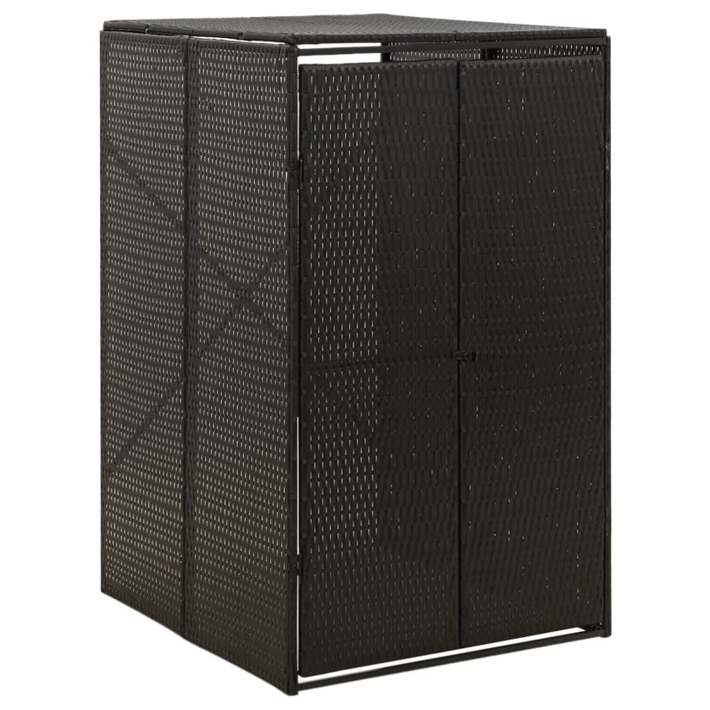 Single Wheelie Bin Shed Black 70x80x117 cm Poly Rattan