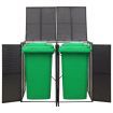 Double Wheelie Bin Shed Black 140x80x117 cm Poly Rattan