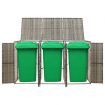 Triple Wheelie Bin Shed Grey 207x80x117 cm Poly Rattan