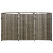 Triple Wheelie Bin Shed Grey 207x80x117 cm Poly Rattan