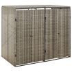 Double Wheelie Bin Shed Grey 140x80x117 cm Poly Rattan