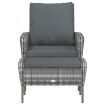 Garden Chair with Footstool Grey Poly Rattan