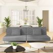 2-Seater Sofa Bed with Two Pillows Light Grey Fabric