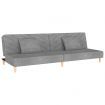 2-Seater Sofa Bed with Two Pillows Light Grey Fabric