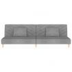 2-Seater Sofa Bed with Two Pillows Light Grey Fabric