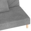 2-Seater Sofa Bed with Two Pillows Light Grey Fabric