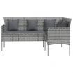 5 Piece L-shaped Couch Sofa Set with Cushions Poly Rattan Grey