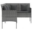 5 Piece L-shaped Couch Sofa Set with Cushions Poly Rattan Grey