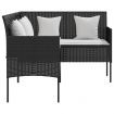5 Piece L-shaped Couch Sofa Set with Cushions Poly Rattan Black