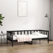 Day Bed Black 92x187 cm Single Bed Size Solid Wood Pine