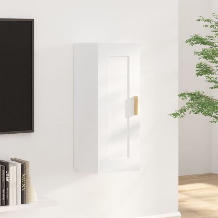 Wall Cabinet White 35x34x90 cm Engineered Wood