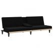 Sofa Bed with Cup Holders Black Fabric