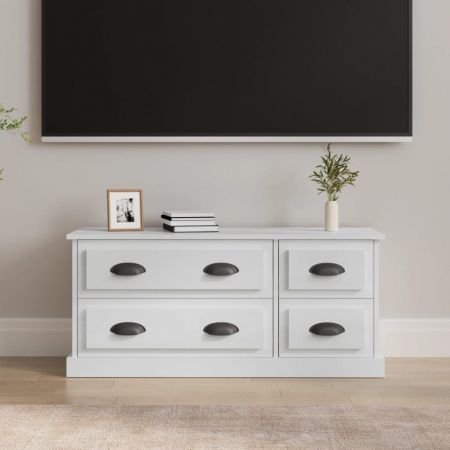 TV Cabinet High Gloss White 100x35.5x45 cm Engineered Wood
