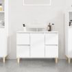 Sink Cabinet High Gloss White 80x33x60 cm Engineered Wood