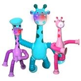 3PCS Telescopic Suction Cup Giraffe Toy,Pop Tubes,Shape Changing Telescopic Tube Fidget Toys,Fidget Tubes Sensory Toys for Girls Boys