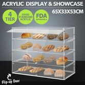 Large Cake Display Cabinet 4 Tier Acrylic Stand Case Unit Holder Bakery Cupcake Muffin Donut Pastry Model Toy Showcase Desktop 5mm Transparent