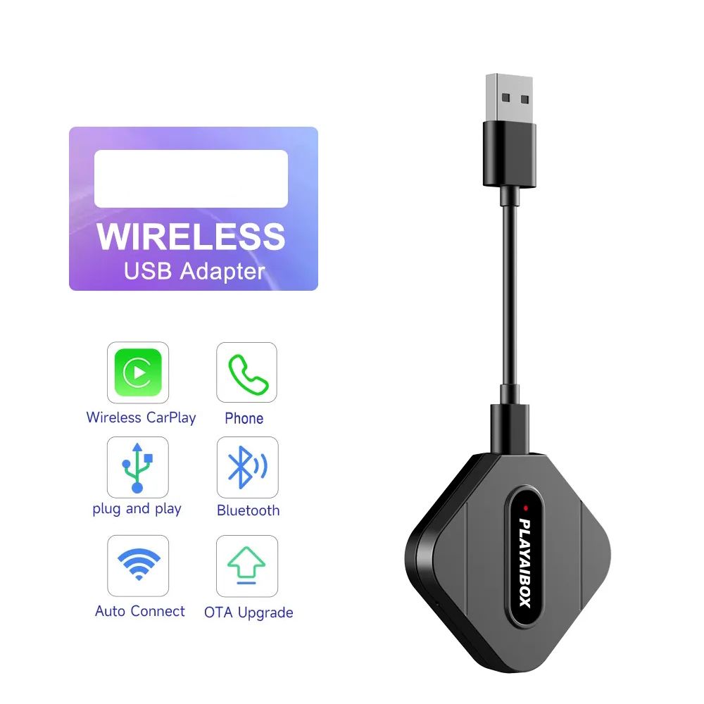 Car Wireless Car play Adapter Carlin Kit Car Play AI Box 5.8GHz Fast Plug Play Wireless Auto Car Adapter IOS 13.5 Up and Android Auto Car Play