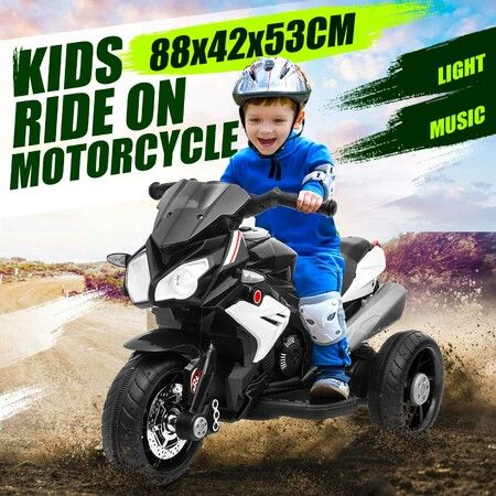 Kids Motorbike Toy Car Electric Ride On Motorcycle Riding Racing Vehicle with 6V Rechargeable Battery 3 Wheels Music Light Black