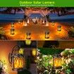 Hanging Solar Lights Lantern Outdoor,Flickering Flames Solar Outdoor Lights,Solar Lanterns Outdoor Waterproof with Bigger Solar Panel,Auto ON/Off Solar Lantern,2 Pack