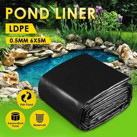 6x5m Pond Liner Fish Pool Waterfall Water Garden Black Skin Pad LDPE Reservoir Fountain Landscaping Heavy Duty 0.5mm