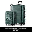 2 Piece Suitcases Luggage Set Carry On Travel Case Cabin Hard Shell Travelling Baggage Expandable Lightweight Rolling TSA Lock Green