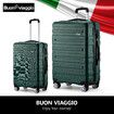 2 Piece Suitcases Luggage Set Carry On Travel Case Cabin Hard Shell Travelling Baggage Expandable Lightweight Rolling TSA Lock Green