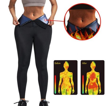 Sweat Sauna Pants Body Shaper Shorts Weight Loss Slimming Shapewear Women Waist Trainer Tummy Workout Hot Sweat Leggings Fitness Blue 3 point Pants Size S/M