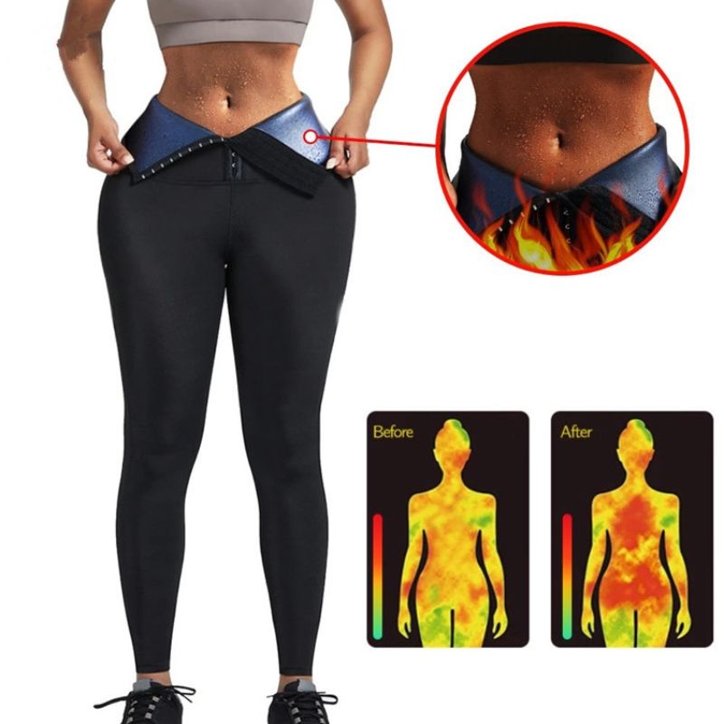 Sweat Sauna Pants Body Shaper Shorts Weight Loss Slimming Shapewear Women Waist Trainer Tummy Workout Hot Sweat Leggings Fitness Blue 3 point Pants Size S/M