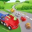 Dinosaur Truck Toys 9 in 1 Dinosaur Trucks 8 Pull Back Cars, Dinosaur Toy Trucks for Boys with Smoke, Sound & Light, Birthday Gift for kids