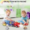 Dinosaur Truck Toys 9 in 1 Dinosaur Trucks 8 Pull Back Cars, Dinosaur Toy Trucks for Boys with Smoke, Sound & Light, Birthday Gift for kids