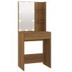 Dressing Table with LED Brown Oak 60x40x140 cm