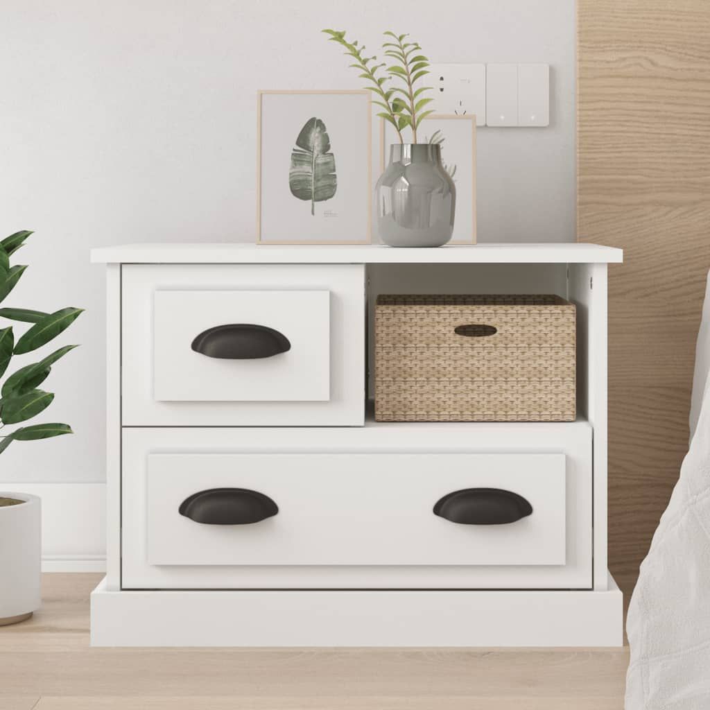 Bedside Cabinet White 60x39x45 cm