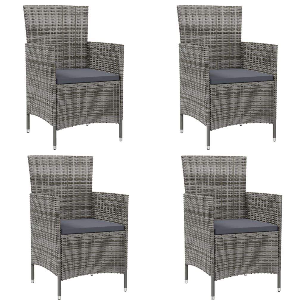 Garden Chairs with Cushions 4 pcs Poly Rattan Grey