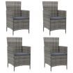 Garden Chairs with Cushions 4 pcs Poly Rattan Grey