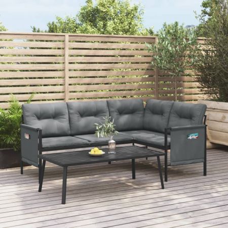 Garden Corner Sofa Anthracite Steel and Textilene