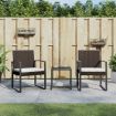 3 piece Garden Dining Set with Cushions Brown PP Rattan