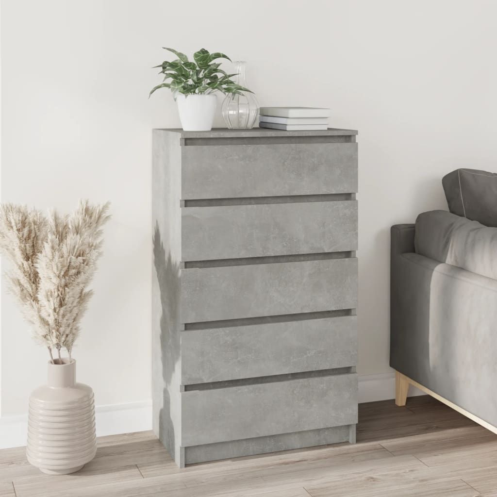 Drawer Cabinet Concrete Grey 60x36x103 cm Engineered Wood