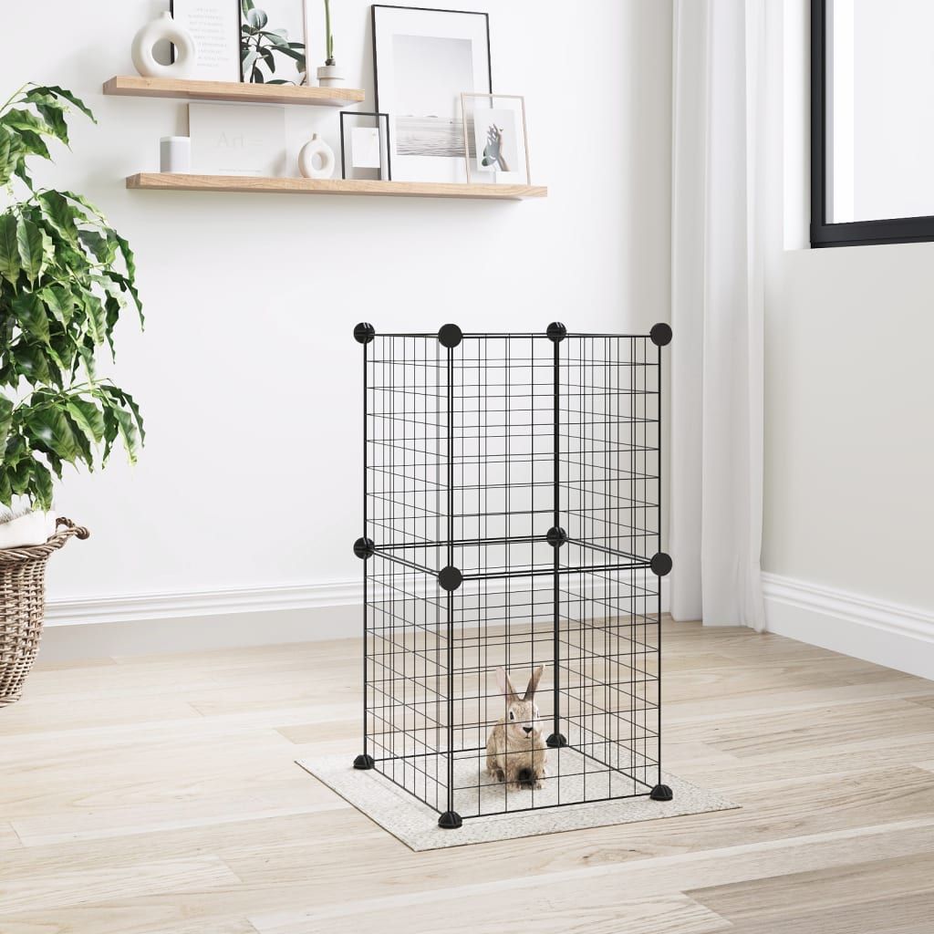 8-Panel Pet Cage Black 35x35 cm Steel