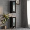 Hanging Wall Cabinet Black 34.5x34x90 cm