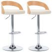 Bar Stools 2 pcs Cream Faux Leather and Bentwood