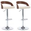 Bar Stools 2 pcs Cream Faux Leather and Bentwood