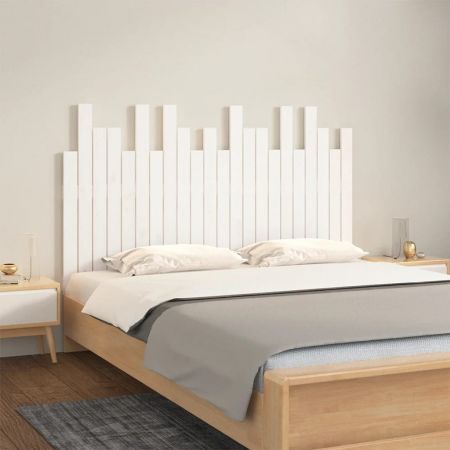 Wall Headboard White 140x3x80 cm Solid Wood Pine