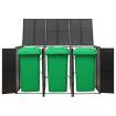 Triple Wheelie Bin Shed Black 207x80x117 cm Poly Rattan