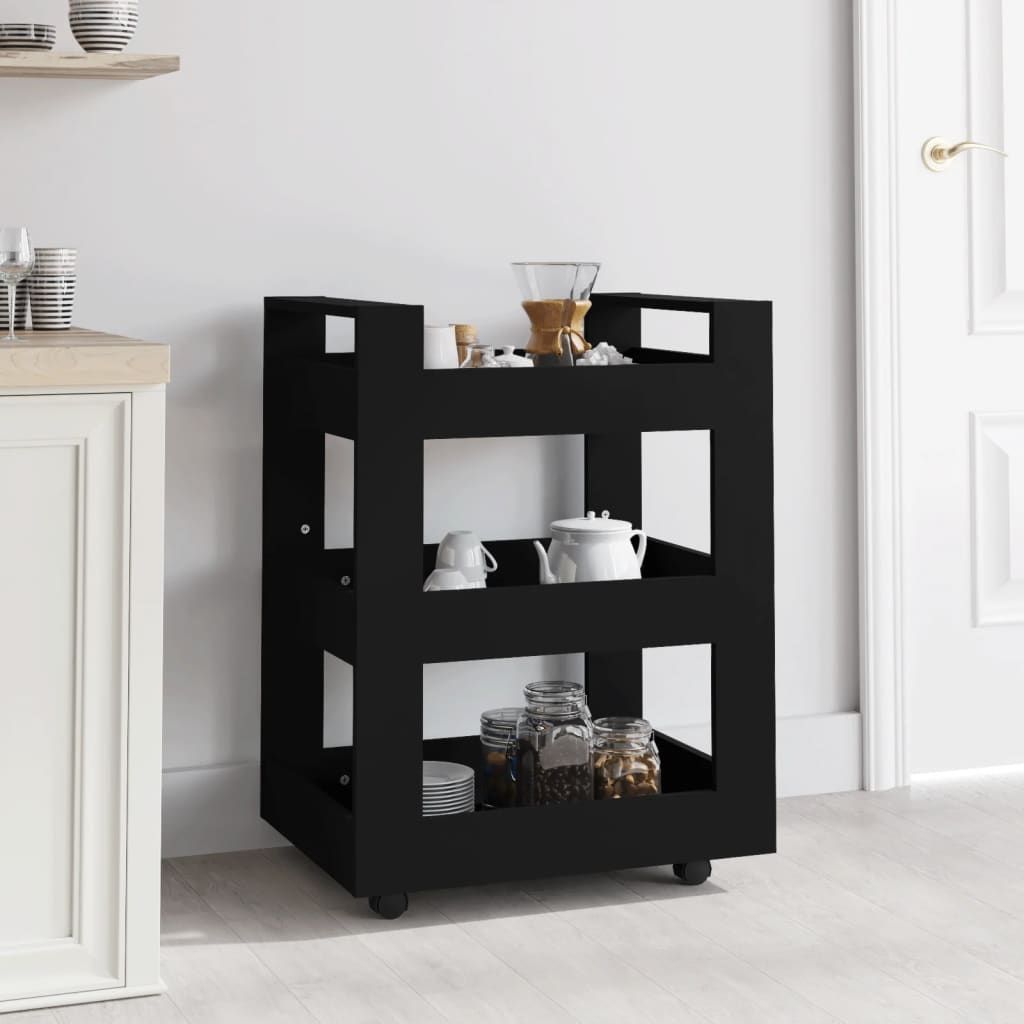 Kitchen Trolley Black 60x45x80 cm Engineered Wood