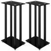 Speaker Stands 2 pcs Black Tempered Glass 4 Pillars Design